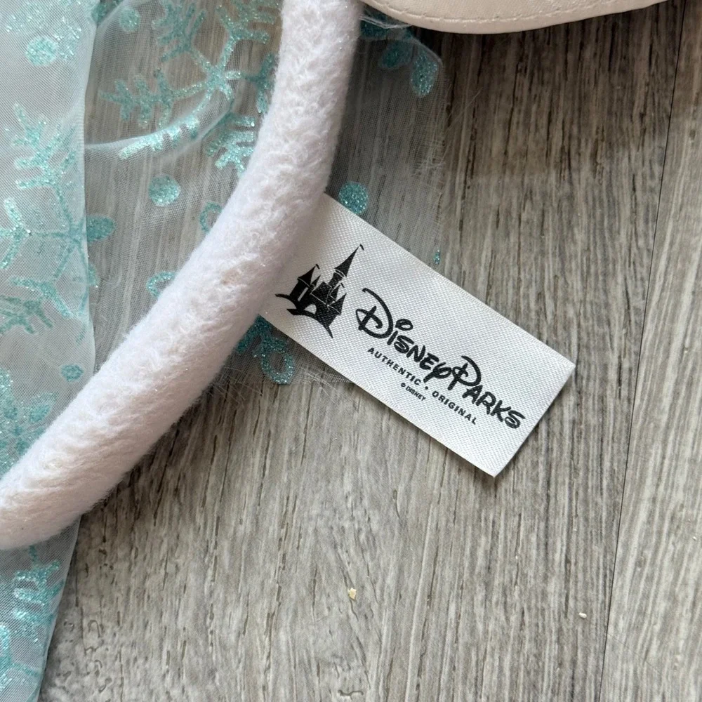 Disney Parks Elsa Frozen Minnie Mouse Ears Headband White Teal Tiara Veil Gem